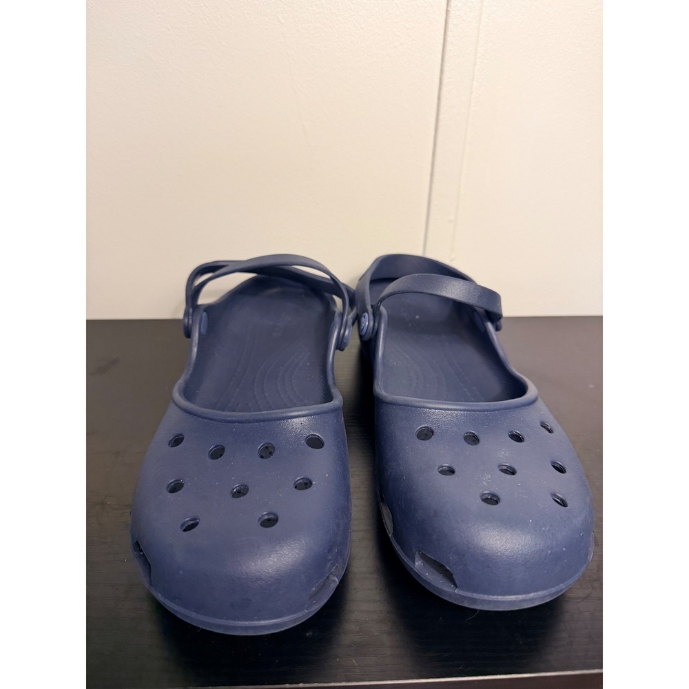 Crocs Clogs Womens 11 Karin Mary Jane Navy Blue Slingback Comfort Shoes